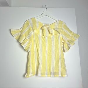 BP women’s tie back semi sheer yellow and white striped top - size XS